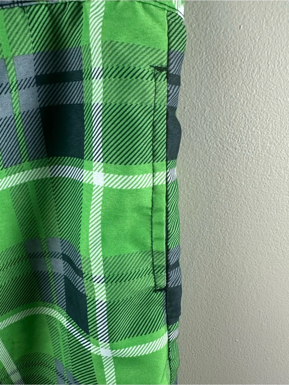 Hanna Andersson Green Plaid Kids Swim Trunks